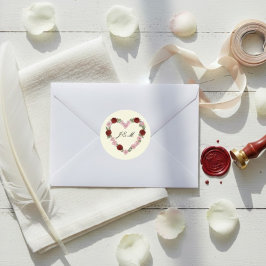 Adesivo Stickers Cream Rose Heart Wedding Initial