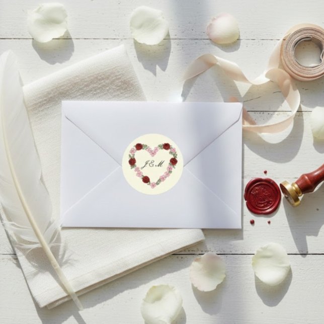 Adesivo Stickers Cream Rose Heart Wedding Initial (Criador carregado)