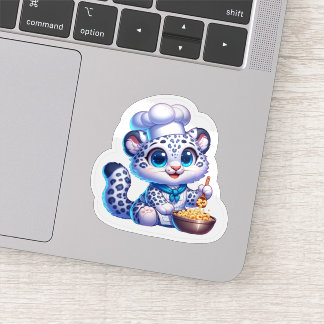 Adesivo Stickers Cute Kawaii Snow Leopardo Cook Francês
