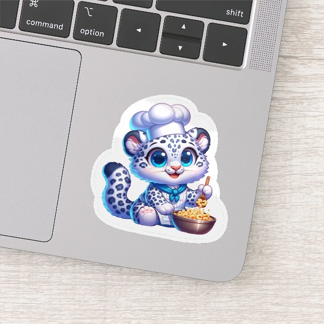 Adesivo Stickers Cute Kawaii Snow Leopardo Cook Francês (Detalhe)