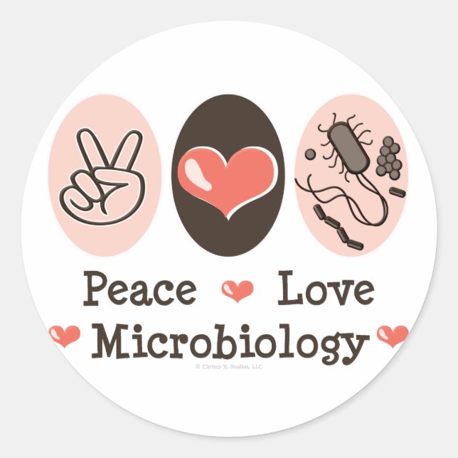 Adesivo Stickers da Microbiologia Peace Love (Frente)