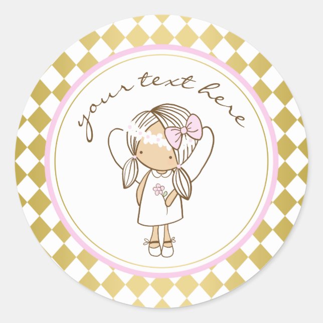 Adesivo Stickers do Anjo - Dourado e rosa (Frente)
