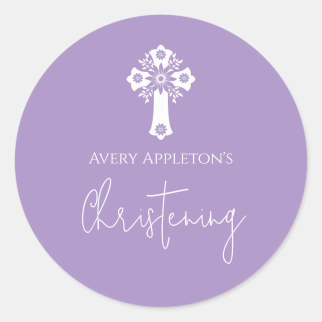 Adesivo Stickers Floral Cross Christening Lilac (Frente)
