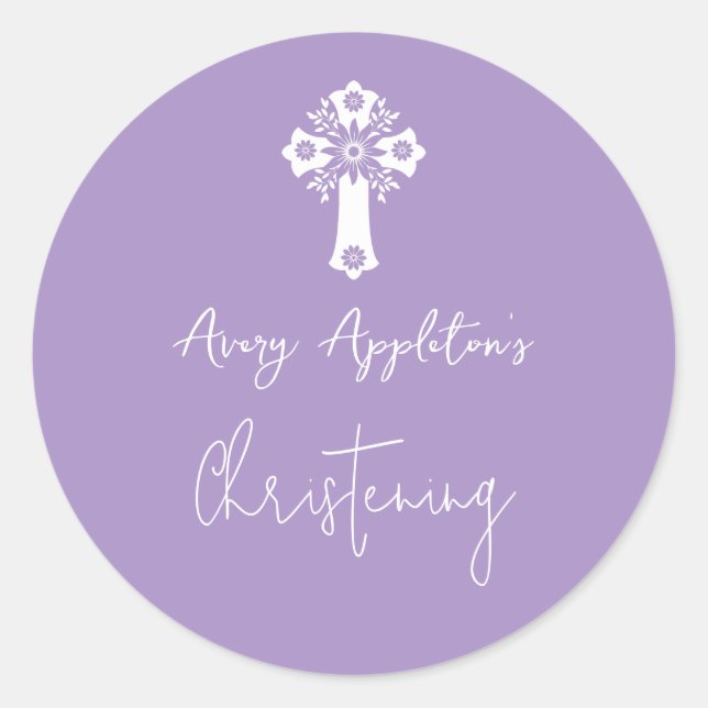 Adesivo Stickers Floral Cross Christening Lilac (Frente)
