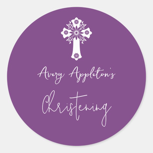 Adesivo Stickers Floral Cross Christening Sweet Plum (Frente)