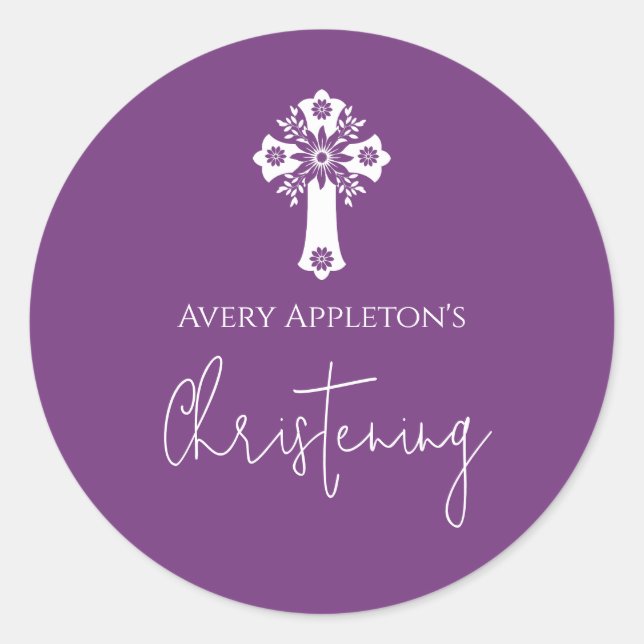 Adesivo Stickers Floral Cross Christening Sweet Plum (Frente)