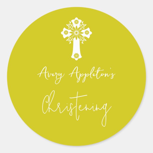 Adesivo Stickers Floral Cross Christening Yellow (Frente)