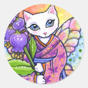 Adesivo Stickers Geisha Cat Asiática Fantasia por Ann Howa