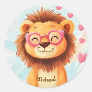 Adesivo Stickers Happy Lion Valentine's Day Kids School