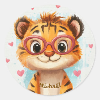 Adesivo Stickers Happy Tiger Valentine's Day Kids School