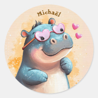 Adesivo Stickers Hippo Valentine's Day Kids School