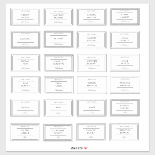 Adesivo Stickers marque place Mariage (Folha)