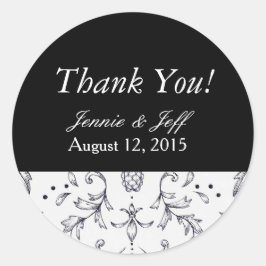 Adesivo Stickers Obrigado Damask Black and White