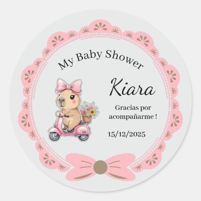 Adesivo Stickers Personalizables Baby Shower Niña  (Frente)