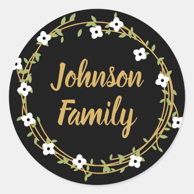 Adesivo Stickers Personalizados Laurel Wreath Preto e Dour (Frente)