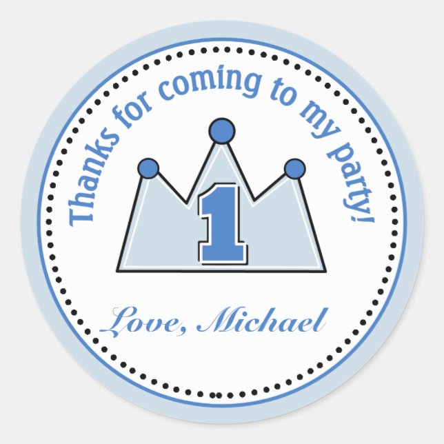 Adesivo Stickers Príncipe Festa de aniversário Favor (Frente)