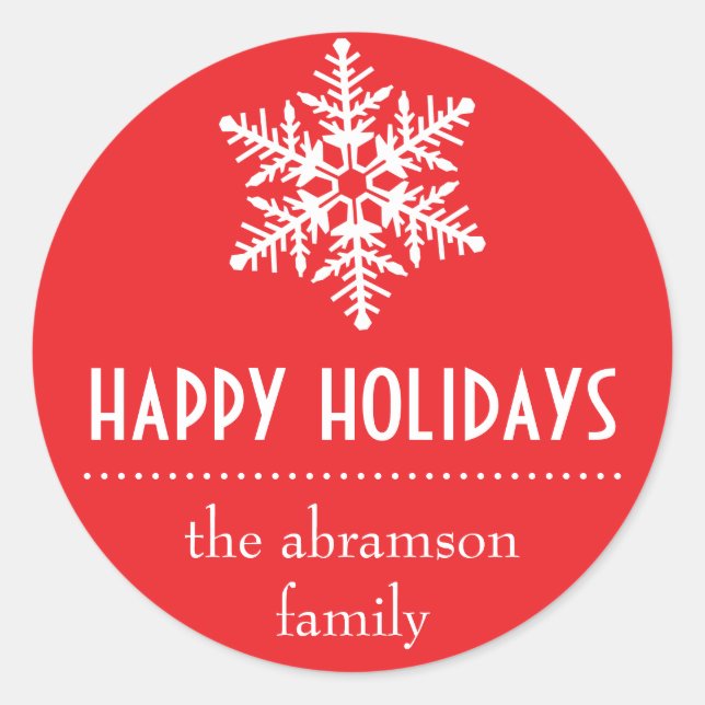 Adesivo Stickers (Red) de Feriados Felizes em Floco de Nev (Frente)