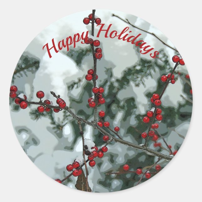 Adesivo Stickers Red Winter Berries Holiday (Frente)