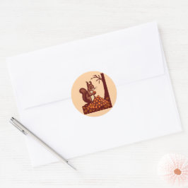 Adesivo 🐿️ Stickers Ronds Écureuil d'Automne Fond Pêche