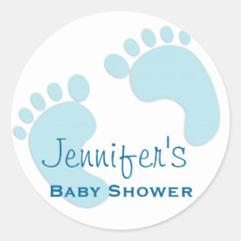 Adesivo Stickers Simples de Chá de Pegada Azul do Bebê