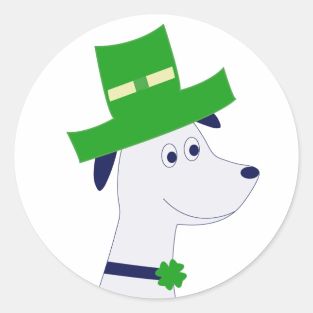Adesivo Stickers with St. Patrick's Day dog and clover (Frente)