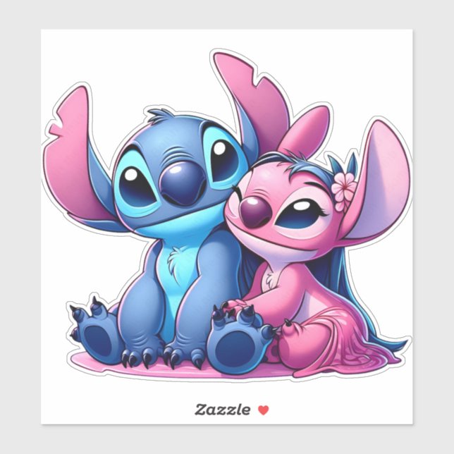 Adesivo Stitch rosa e azul (Folha)