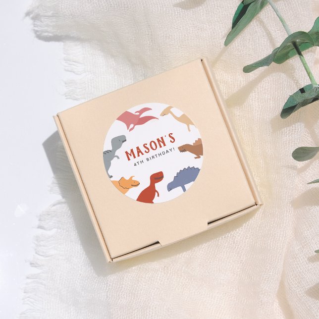 Adesivo Stomp, Chomp & Roar! Festa de aniversário dos Dino (Criador carregado)