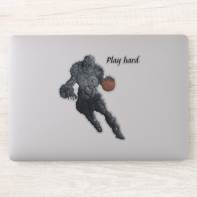 Adesivo Stone Golem Jogando Basquete Fantasy Sticker (Computador)