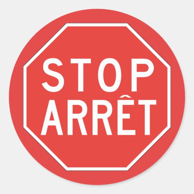 Adesivo Stop/Arret, Sinal de Tráfego, Canadá (Frente)