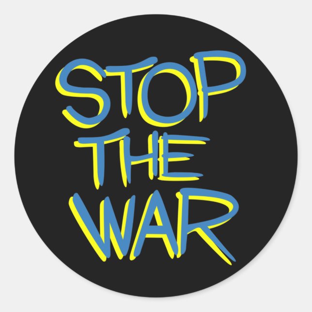 Adesivo stop war peace symbol ukraine flag text message (Frente)