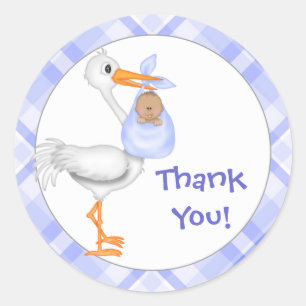 Adesivo Stork & Baby Boy (pele mais escura) Obrigado