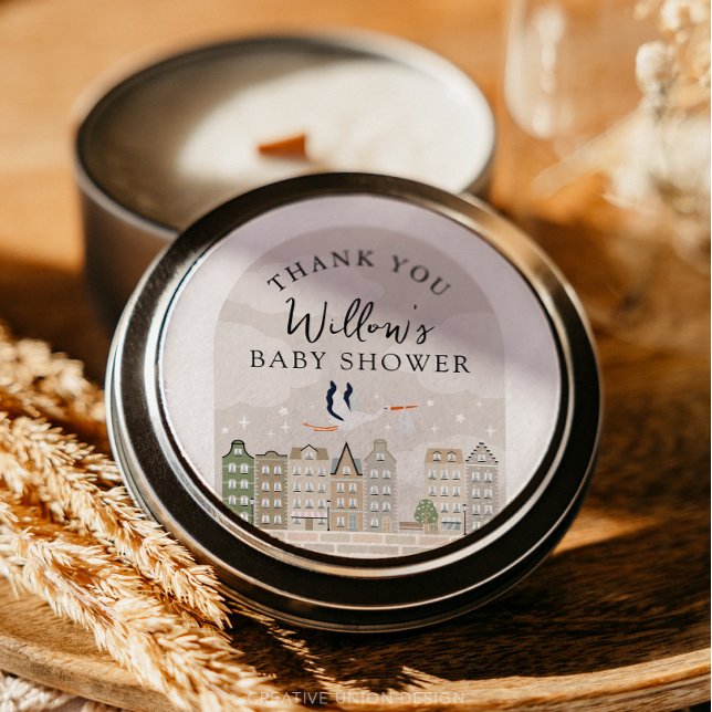 Adesivo Stork Boho Chá de fraldas Bebê Sprinkle Obrigado (Boho Baby Shower Stork)