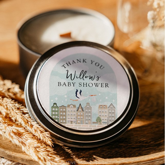 Adesivo Stork Boho Chá de fraldas Bebê Sprinkle Obrigado (Boho Baby Shower Stork)