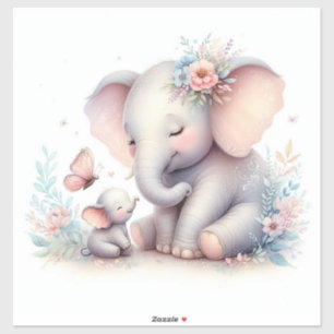 Adesivo Storybook Woodland Babando Elefante E Bebê
