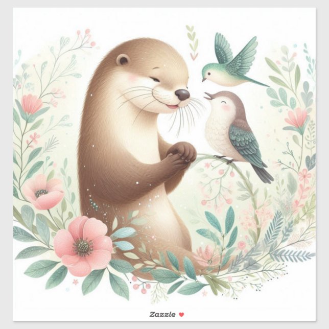 Adesivo Storybook Woodland Babers Otter E Bird (Folha)