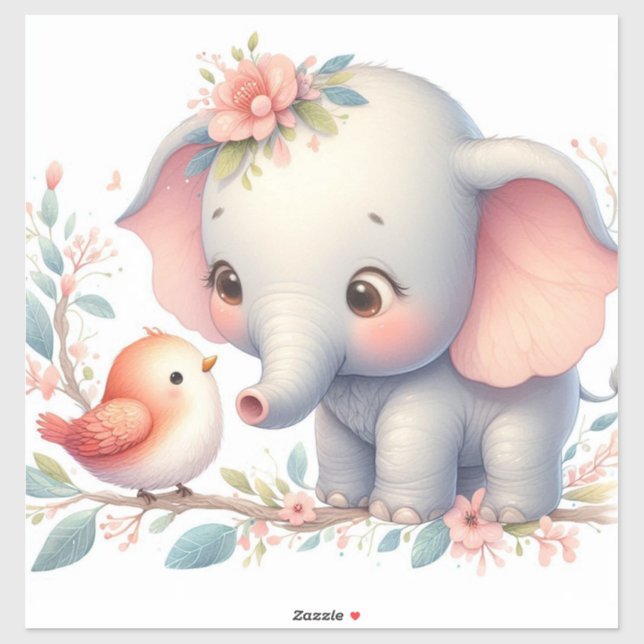 Adesivo Storybook Woodland Babings Elephant and Bird (Folha)