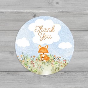 Adesivo Storybook Woodland Fox Chá de fraldas Obrigado