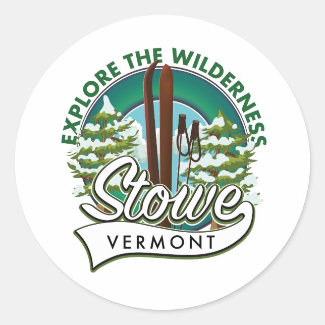 Adesivo Stowe Vermont, explora a poster de esqui de Wilder (Frente)