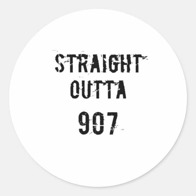 Adesivo Straight Outta 907 Sticker- Black Text (Frente)