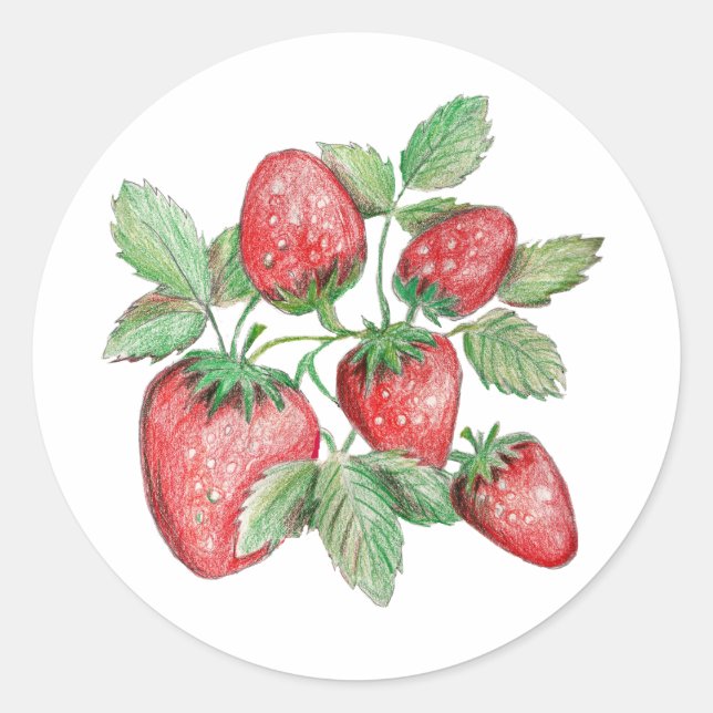 Adesivo Strawberry Art Elegant Watercolor Envelope Seal (Frente)