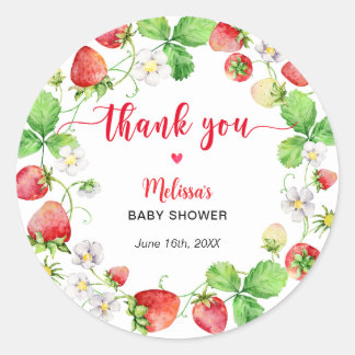 Adesivo Strawberry Baby Shower Thank You