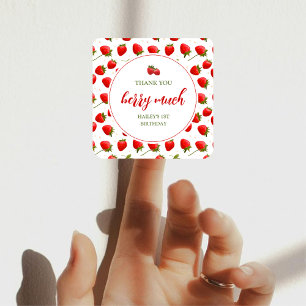 Adesivo Strawberry Berry First Festa de aniversário