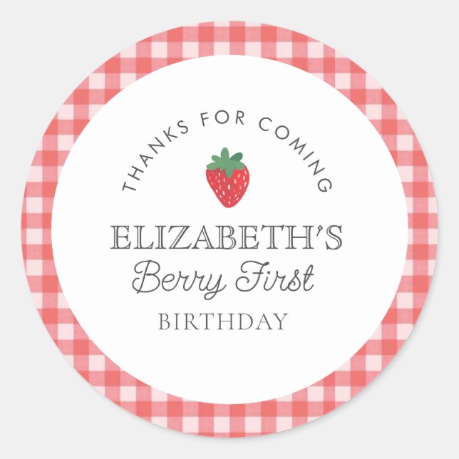 Adesivo Strawberry Berry First Picnic Birday (Frente)