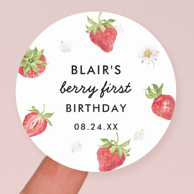 Adesivo Strawberry Berry Sweet Birthday Favor (Criador carregado)