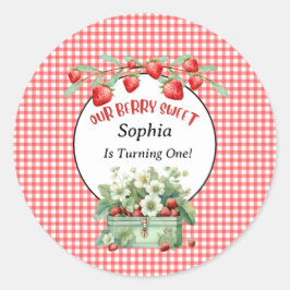 Adesivo Strawberry Berry Sweet Primeira Festa de aniversár