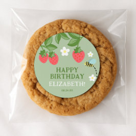 Adesivo Strawberry Birthday Party Favor Thank you