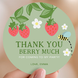Adesivo Strawberry Birthday Party Favor Thank you
