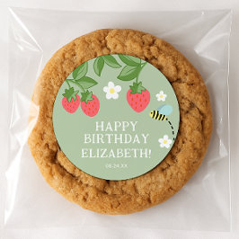 Adesivo Strawberry Birthday Party Favor Thank you