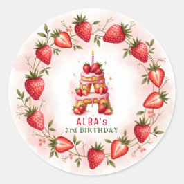 Adesivo Strawberry Birthday Sticker - Letra A Bolo