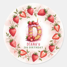 Adesivo Strawberry Birthday Sticker - Letra D Bake
